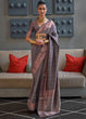 Load image into Gallery viewer, Stormy Grey Copper Zari Handloom Weaving Tussar Silk Saree Clothsvilla