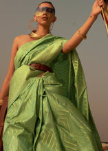 Load image into Gallery viewer, Paris Green Two Tone Designer Satin Silk Saree Clothsvilla