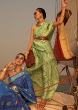 Load image into Gallery viewer, Paris Green Two Tone Designer Satin Silk Saree Clothsvilla