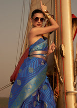 Load image into Gallery viewer, Shades Of Blue Two Tone Designer Satin Silk Saree Clothsvilla