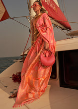Load image into Gallery viewer, Orange &amp; Pink Two Tone Designer Satin Silk Saree Clothsvilla