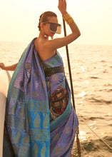 Load image into Gallery viewer, Purple &amp; Blue Two Tone Designer Satin Silk Saree Clothsvilla