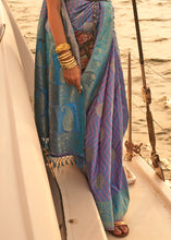 Load image into Gallery viewer, Purple &amp; Blue Two Tone Designer Satin Silk Saree Clothsvilla