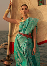 Load image into Gallery viewer, Shades Of Green Two Tone Designer Satin Silk Saree Clothsvilla