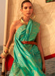 Load image into Gallery viewer, Shades Of Green Two Tone Designer Satin Silk Saree Clothsvilla