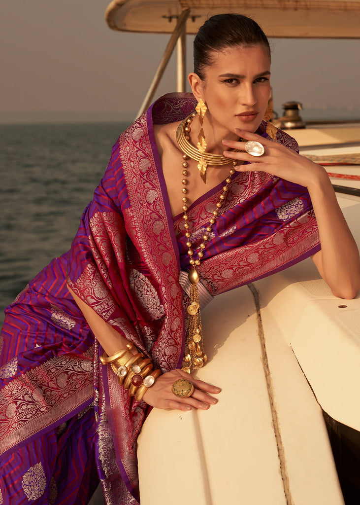 Lollipop Purple Two Tone Designer Satin Silk Saree Clothsvilla