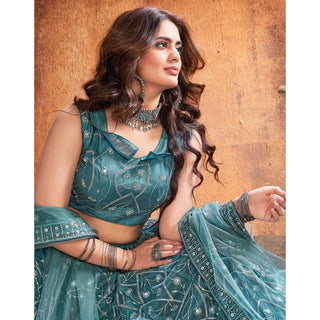 Dark Rama Thread and Sequence work Lehenga choli ClothsVilla