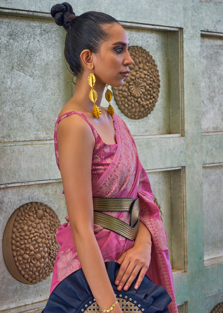 SpicyPink Purple Chikankari Weaving Silk Saree with Sequins work Clothsvilla