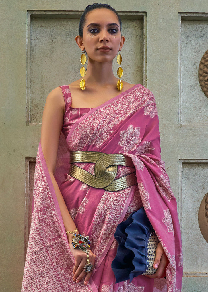 SpicyPink Purple Chikankari Weaving Silk Saree with Sequins work Clothsvilla