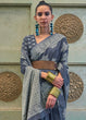 Load image into Gallery viewer, Porpoise Grey Chikankari Weaving Silk Saree with Sequins work Clothsvilla