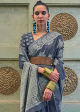 Load image into Gallery viewer, Porpoise Grey Chikankari Weaving Silk Saree with Sequins work Clothsvilla