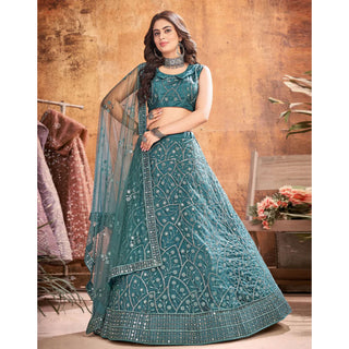 Dark Rama Thread and Sequence work Lehenga choli ClothsVilla