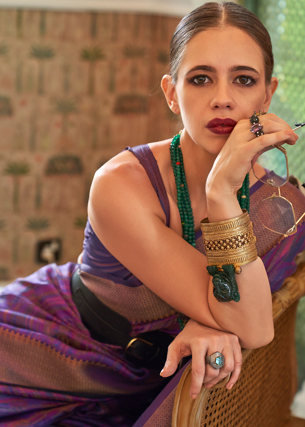 Indigo Purple Two Tone Handloom Weaving Organza Silk Saree : Top Pick Secondary image