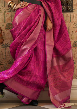 Magenta Pink Two Tone Handloom Weaving Organza Silk Saree : Top Pick Clothsvilla