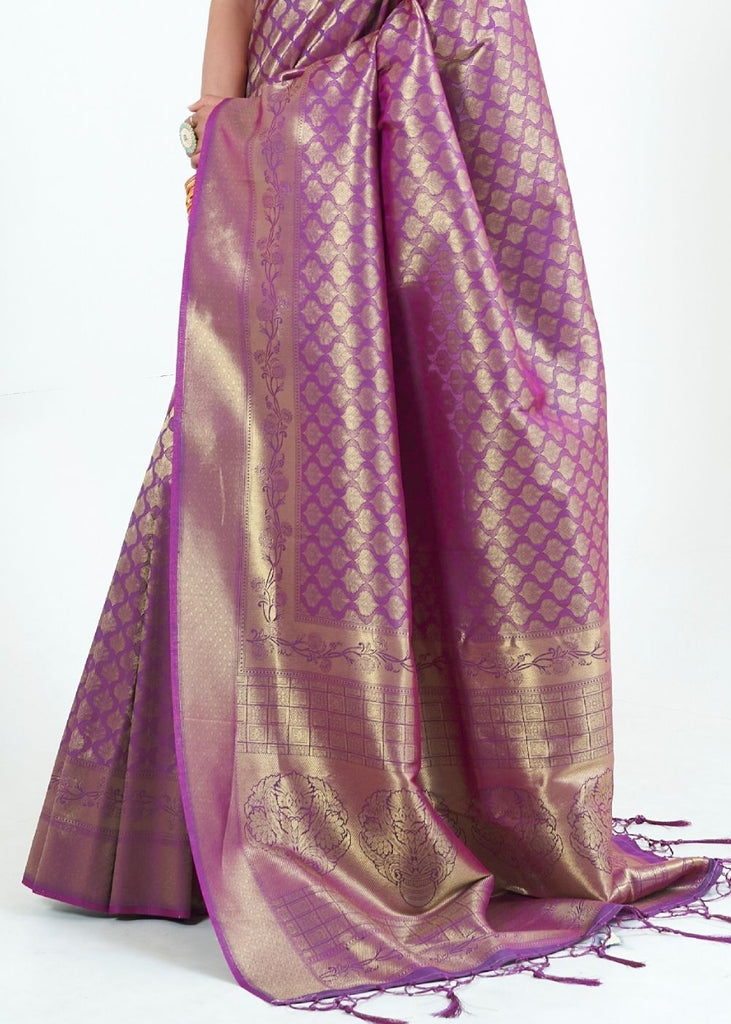 Irish Purple Woven Kanjivaram Silk Saree : Limited Edition Clothsvilla