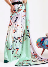 Load image into Gallery viewer, Multi Colored Digital Printed Satin Crepe Saree Clothsvilla