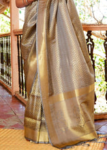 Load image into Gallery viewer, Dove Grey Woven Kanjivaram Saree:Limited Edition : Top Pick Clothsvilla