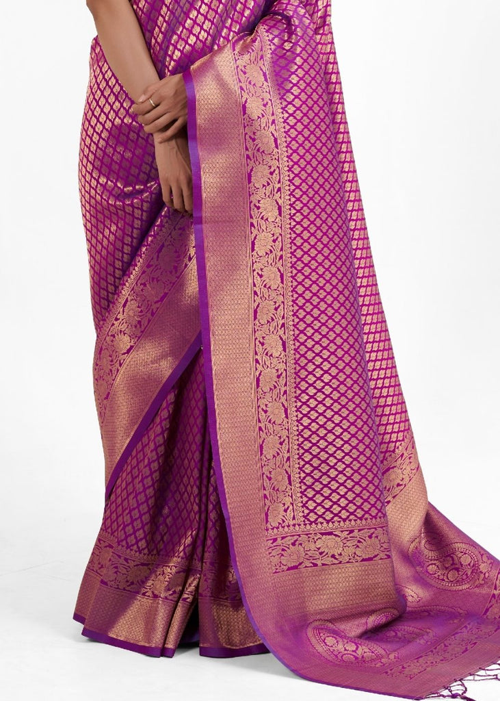 Lollipop Purple Kanjivaram Soft Woven Silk Saree Clothsvilla