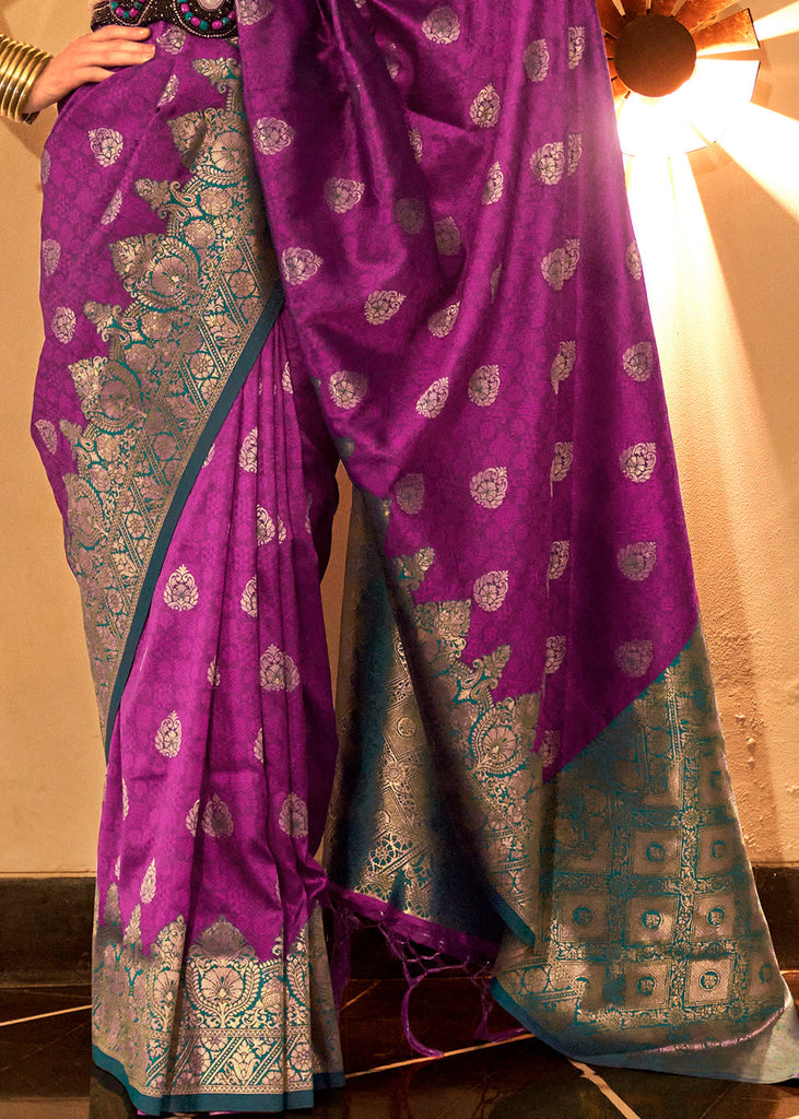 Chinese Purple Handloom Woven Banarasi Silk Saree Clothsvilla
