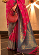 Load image into Gallery viewer, Raspberry Pink Handloom Woven Banarasi Silk Saree Clothsvilla