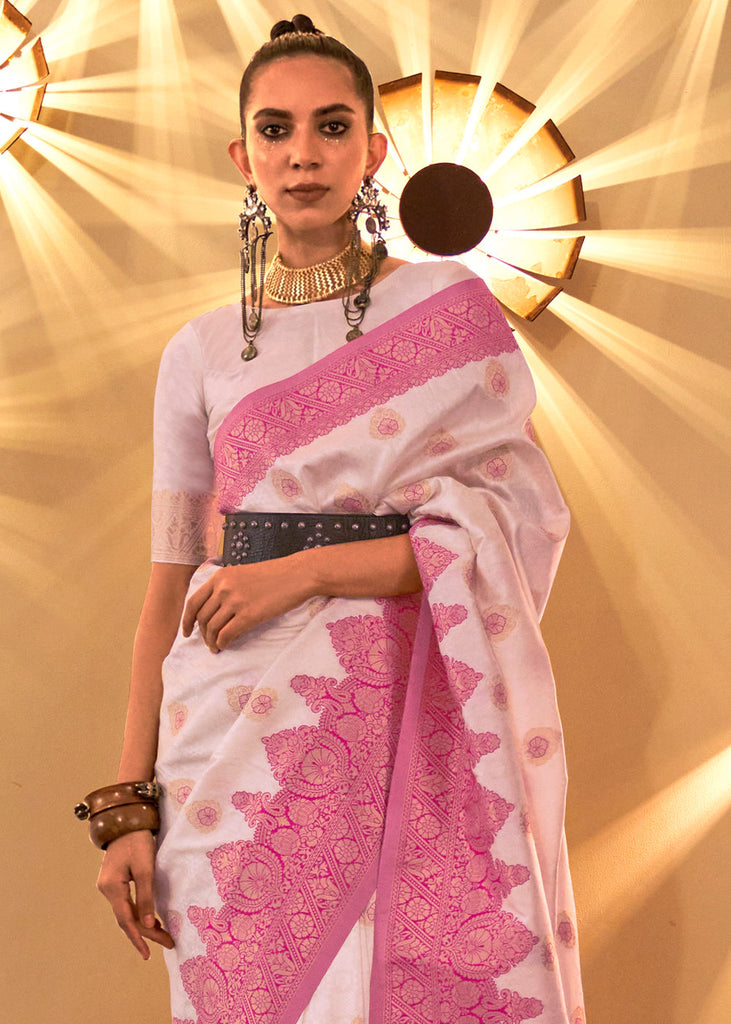 Shades Of Pink Handloom Woven Banarasi Silk Saree Clothsvilla