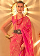 Load image into Gallery viewer, Fiery Rose Pink Handloom Woven Banarasi Silk Saree Clothsvilla