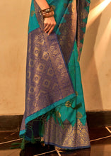 Load image into Gallery viewer, Greasy Green Handloom Woven Banarasi Silk Saree Clothsvilla