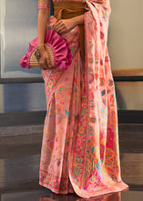 Load image into Gallery viewer, Light Peach Pink Jamawar Woven Cotton Silk Saree Clothsvilla