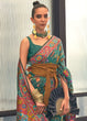 Load image into Gallery viewer, Castleton Green Jamawar Woven Cotton Silk Saree Clothsvilla