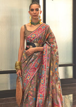 Load image into Gallery viewer, Umber Brown Jamawar Woven Cotton Silk Saree Clothsvilla