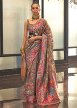 Load image into Gallery viewer, Umber Brown Jamawar Woven Cotton Silk Saree Clothsvilla