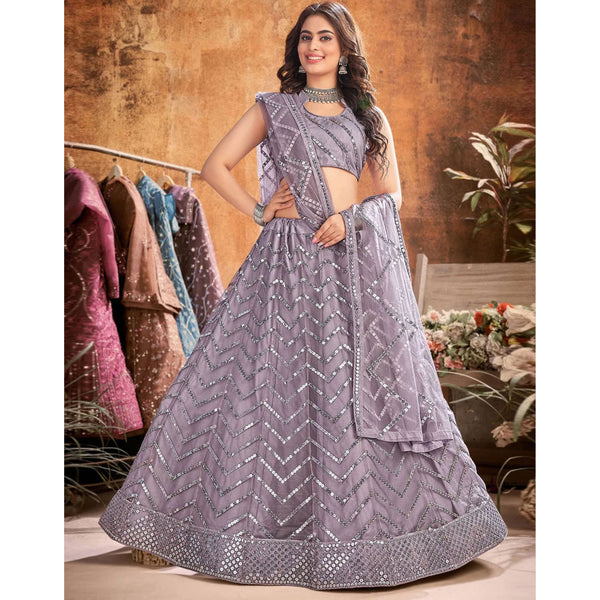 Grey Thread and Sequence work Lehenga choli ClothsVilla