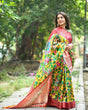Load image into Gallery viewer, Kalamkari Gala Printed Woven Saree Yellow with Red Clothsvilla