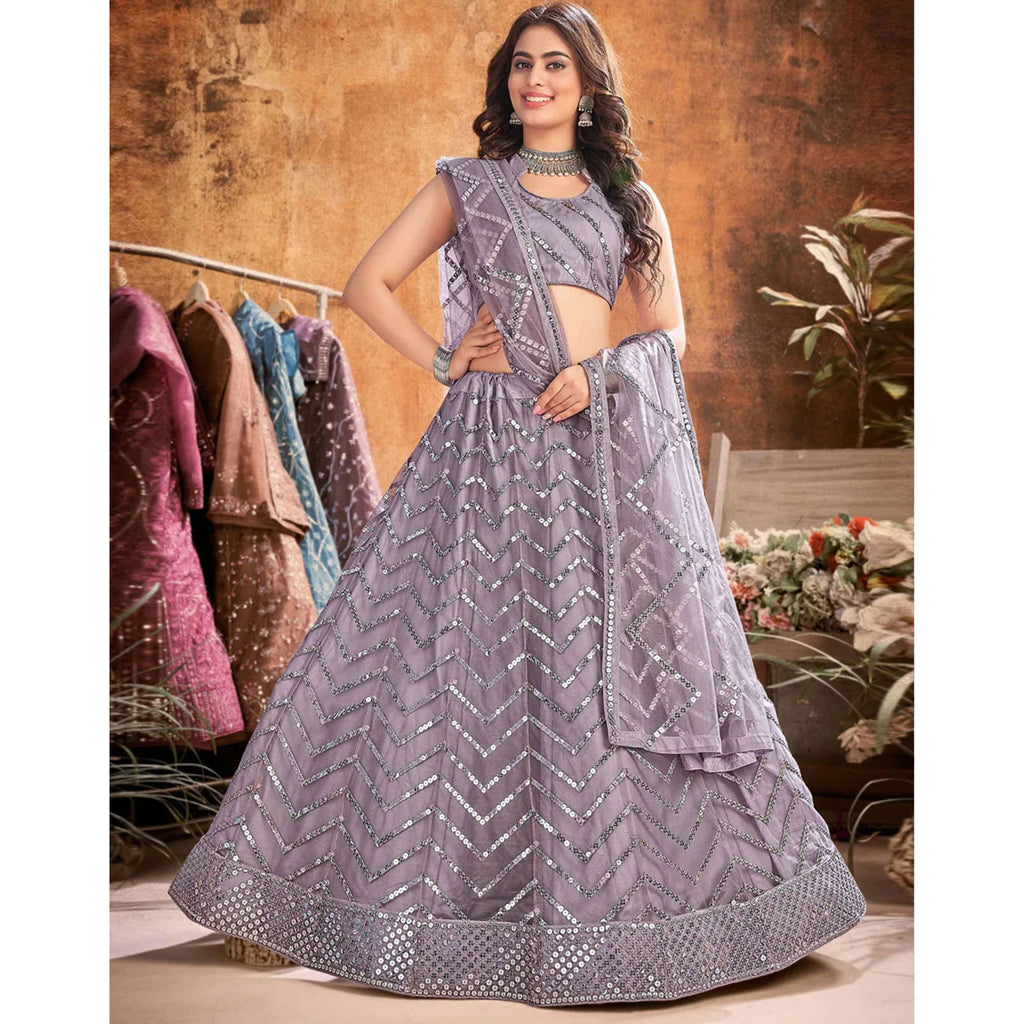 Grey Color Choli And Lehenga With Net Dupatta - Roop Square