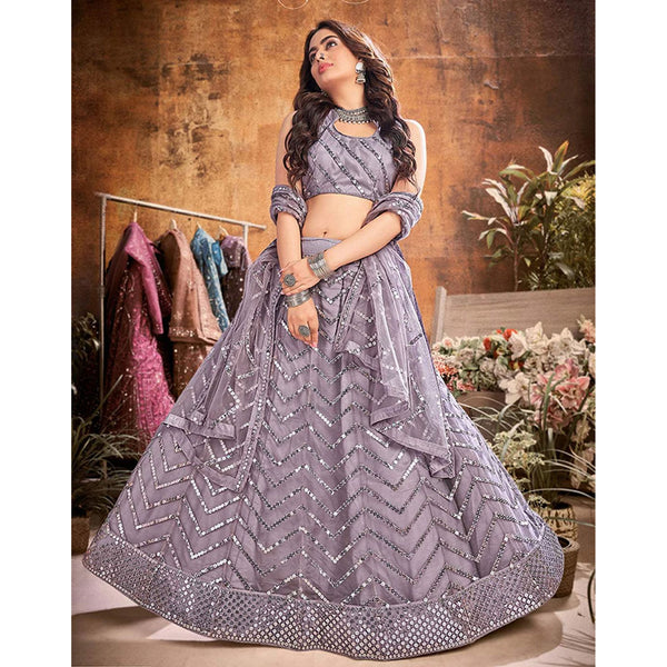 Grey Thread and Sequence work Lehenga choli ClothsVilla