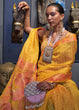 Load image into Gallery viewer, Cyber Yellow Handloom Woven Dual Tone Organza Silk Saree with Sequins Work Clothsvilla