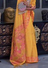 Load image into Gallery viewer, Cyber Yellow Handloom Woven Dual Tone Organza Silk Saree with Sequins Work Clothsvilla