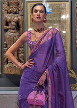 Load image into Gallery viewer, Eminence Purple Handloom Woven Dual Tone Organza Silk Saree with Sequins Work Clothsvilla