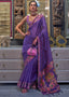 Eminence Purple Handloom Woven Dual Tone Organza Silk Saree with Sequins Work Clothsvilla