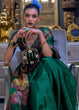 Load image into Gallery viewer, Dark Green Handloom Woven Dual Tone Organza Silk Saree with Sequins Work Clothsvilla