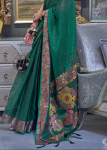 Load image into Gallery viewer, Dark Green Handloom Woven Dual Tone Organza Silk Saree with Sequins Work Clothsvilla