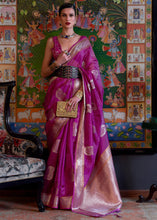 Load image into Gallery viewer, Lollipop Purple Handloom Woven Dual Tone Organza Silk Saree with Sequins Work Clothsvilla