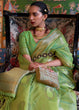 Load image into Gallery viewer, Kelly Green Handloom Woven Dual Tone Organza Silk Saree with Sequins Work Clothsvilla