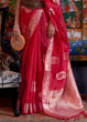 Load image into Gallery viewer, Ruby Red Handloom Woven Dual Tone Organza Silk Saree with Sequins Work Clothsvilla
