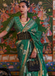 Load image into Gallery viewer, Greasy Green Handloom Woven Dual Tone Organza Silk Saree with Sequins Work Clothsvilla