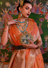 Load image into Gallery viewer, Coral Orange Handloom Woven Dual Tone Organza Silk Saree with Sequins Work Clothsvilla