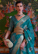 Load image into Gallery viewer, Dark Cerulean Blue Handloom Woven Dual Tone Organza Silk Saree with Sequins Work Clothsvilla
