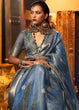 Load image into Gallery viewer, Steel Blue Two Tone Handloom Woven Organza Silk Saree Clothsvilla