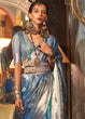 Load image into Gallery viewer, Steel Blue Two Tone Handloom Woven Organza Silk Saree Clothsvilla