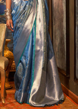 Load image into Gallery viewer, Steel Blue Two Tone Handloom Woven Organza Silk Saree Clothsvilla